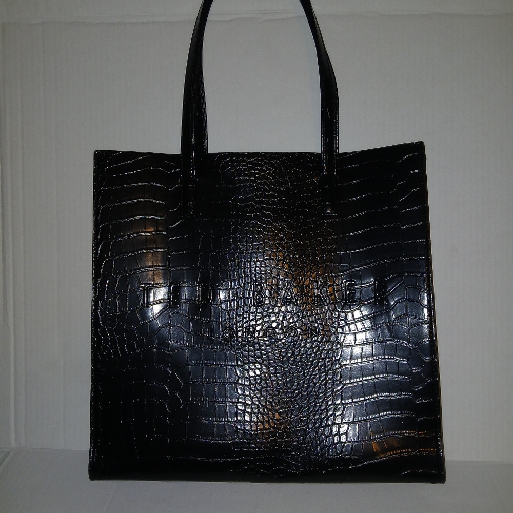 Ted Baker London The Icon Soocon Glossy Crocco Tote, Black, Faux Leather - Picture 6 of 10